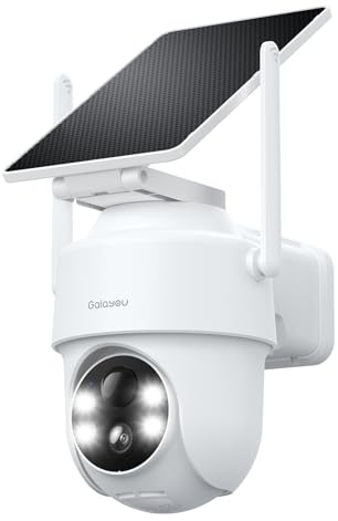 GALAYOU Solar Security Camera Outdoor Wireless, 2K Battery Powered Security Camera with Solar Panel, Wireless CCTV Color Night Vision, PIR Motion & Human Detection, 350° Pan/Tilt, 2-Way Audio, R1