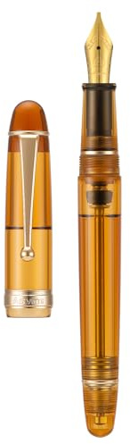 Asvine V126 vakuumfyllning reservoarpenna, transparent brun akryl stub spets 1,1 mm kalligrafi konst ritning med fodral set
