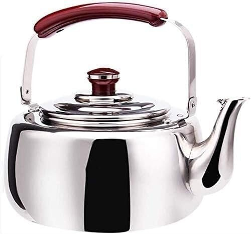 Rostfritt Stål Visslande Gaskokare Med Handtag Tjockna Hushåll Induktionsspis Med Stor Kapacitet Restaurang Tekanna Kaffekanna Kaffekanna, One Color, 6l