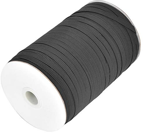 Smandy Bande élastique Plate, Cordon Anti-Choc de 6 Mm de Large pour l'artisanat, Rouleau de 200 Mètres pour Les Projets de Bricolage et Les Vêtements de Protection (Black)