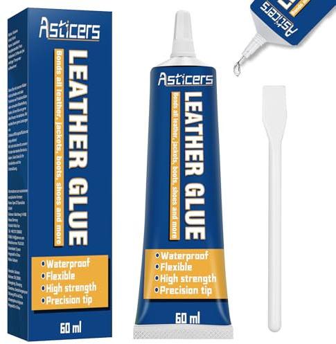 Asticers Leather Glue Extra Strong, Waterproof Leather Glue for Sofa Repair, Transparent Adhesive for Shoes, Jacket, Wallet, Belt (60 ml)