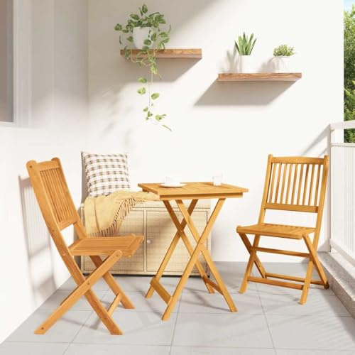 Generico Set Bistro da Giardino 3 PCS Marrone Legno massello di Acacia,Marrone,17kg,42000950