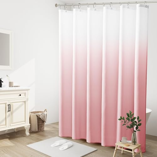 EUZAWE Pink Ombre Shower Curtains for Bathroom,Modern Bathtub Room Partition Decor Waterproof Fabric Bath Curtains with Hooks 28x69in/70x175cm(WxH)
