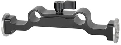 Kompatibel mit ARRI und DSLR, Kameragriff aus Holz mit Rosettenarm und doppelter 15-mm-Stangenklemme for Schulterstative(Black knob)