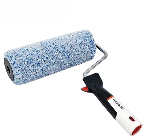 Nespoli - Rullo per Pittura 22cm Specifico per Cartongesso, Adatto a Superfici Lisce per Lavori Fai da Te, Tessuto Melange ad Alte Prestazioni, Manico Ergonomico Compatibile con Pertica Systemblock