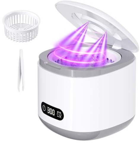 Ultrasonic Retainer Cleaner 45kHz Ultrasonic Cleaning Machine 200ml Professional Portable Dental Cleaning for Retainers Jewellery Dentures Mouth Guard Aligner Toothbrush Heads
