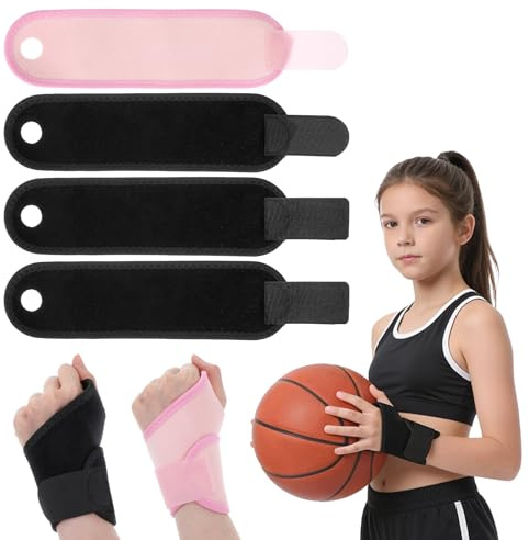 Quilax 4 stycken handledsbandage för barn, elastiskt justerbart fitnesshandledsband, för pojkar och flickor, för fitness, sport och dagliga aktiviteter