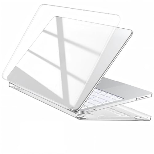 Funda para MacBook Neo de 13 pulgadas con chip A18 Pro modelo A3404 versión 2026, carcasa rígida de cristal brillante + paño de limpieza de microfibra, transparente