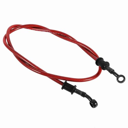 Keenso Motorrad Kupplung Bremsschlauch, Motorrad 500mm / 600mm / 900mm /1200mm Stahlflex Bremsschlauch Bremskupplung Ölschlauch für Fahrrad Enduros Motocross Motorrad(600mm-Rot)