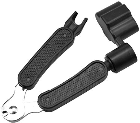 Gitarren Saitenspindel 3-in-1 Saitenkurbel Saitenschneider Saiten-Pin-Abzieher Saitenabzieher Gitarre Kurbel Gitarrensaitenwickler, Multifunktions Reparatur Werkzeug für Gitarre, Schwarz