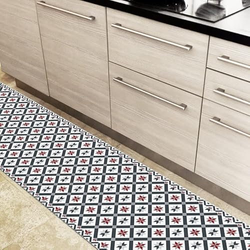 99 DECO - Tapis de Sol Antidérapant Carreaux de Ciment Victoria - 50X200cm