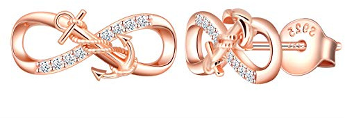 MicLee Anker Ohrstecker 925 Sterling Silber Zirkonia Einfach Damen Unendlichkeit Zeichen Infinity Ohrringe Ohrschmuck mit Geschenkbeutel,Super Weihnachten Geschenk