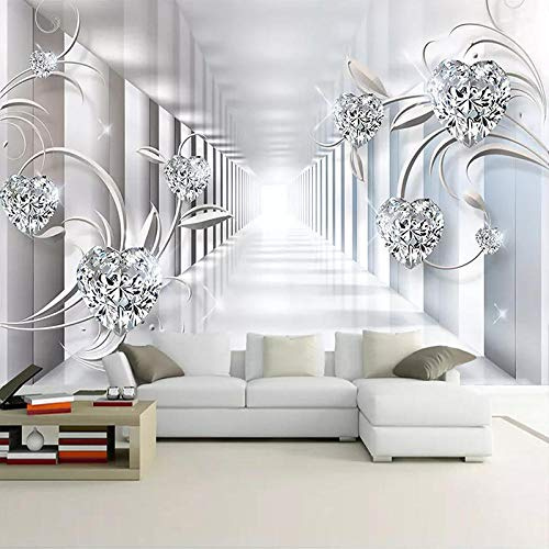 Benutzerdefinierte Fototapete 3D Stereoskopischen Raum Tapete Diamant Schmuck Moderne Wohnzimmer Sofa TV Hintergrund Foto Tapete 430cm (L) × 300cm (H)