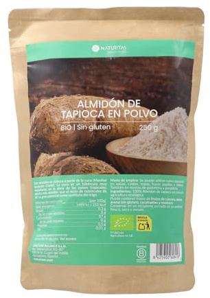 Almidón de tapioca sin gluten BIO | 250 g | Naturitas Essentials | Almidón de tapioca Bio | Espesante natural sin gluten | Superalimentos