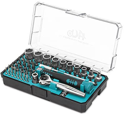 HB 90 Zähne Schwenkkopf 270 Grad Mini Ratschengriff, Sicherheits-Bits, Präzisionsgriff, tragbarer Koffer, 62-teiliger 1/4-Zoll-Antrieb und Präzisions-Bit-Set AKM026-U