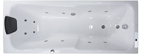 Basera® Premium Indoor Whirlpool Badewanne Bali mit 12 Massagedüsen, Heizung, Ozongenerator, Bodenansaugung, LED-Ambiente, Touchpanel, Bluetooth, Radio