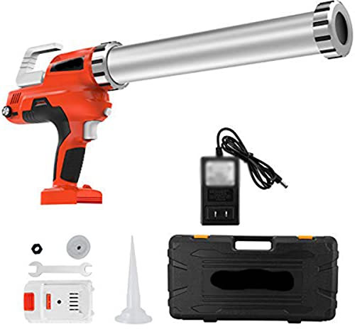 Portable Glass Hard Rubber Sealant Gun,21v Automatic Cordless Caulking Gun/Glass Hard Rubber Sealant Gun Professional Electric Adhesive Gun with Li-Battery,2xBattery