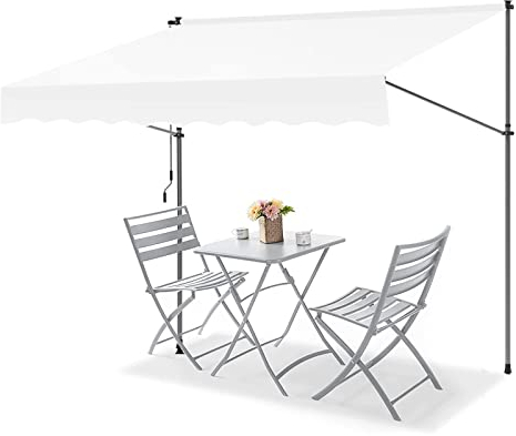 REALN Einziehbare Terrassenmarkise, Markise Balkon Ohne Bohren, Sonnenschutz, Klemmmarkise, Fenstermarkise, Veranda-Markise, Standmarkise für den Außenbereich (Color : Wit, Size : 2m/78in)