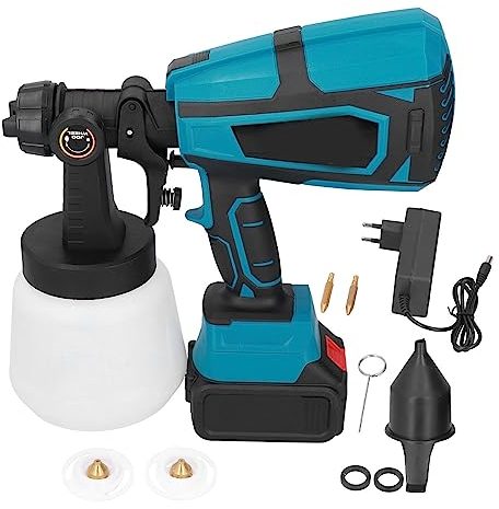 Pistola Pulverizadora de Pintura Recargable, Pistola de Pintura Electrica Inalámbrica Pulverizador de Pintura con Taza de Revestimiento 1000ML para Pintar