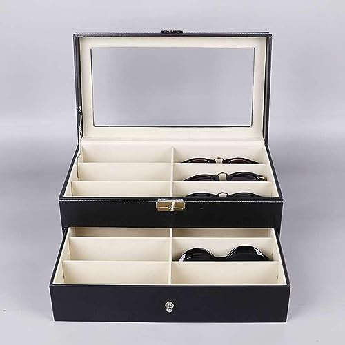 VIDECOR Sunglasses Storage Sunglasses Case Sunglasses Organiser with Clear Glass PU Leatherette Sunglasses Organizer Box Sunglass Storage Case Box for Women & Men,doublelayer