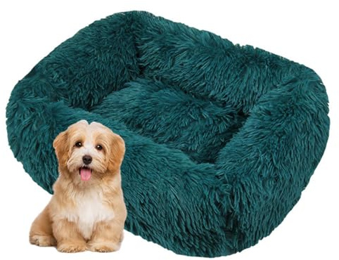 DOTBUY-SHOP Hundebet Rechteck Macaron Farbe Katzenbett, Hundekissen Grosse Hunde Kissen, Plüsch-Hundekorb Hundebett Waschbar, für Welpe, Katzen, Kätzchen, Haustiere (L,Dunkelgrün)
