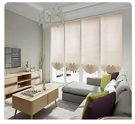 Bindegardine Klebende Fenster-Plissee-Jalousien und Jalousien, Rollo-Verdunkelungsvorhang for Schlafzimmer, Wohnzimmer, Balkon (Color : Blinds Beige, Size : 90 W X 150 L cm)