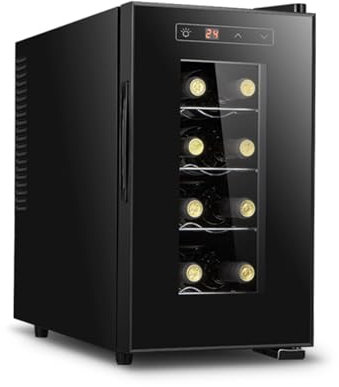 Réfrigérateur à vin 8 bouteilles 8-18 °C Refroidisseur à vin thermostatique, Mini refroidisseur à vin compact indépendant,A