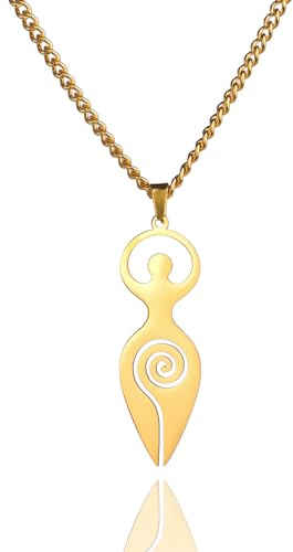 EUEAVAN Collana tripla della dea della luna Collana celtica della dea della fertilità Collana di ciondoli wiccan Amuleti croce di luna Pentagramma Gioielli pagani Regali per donne