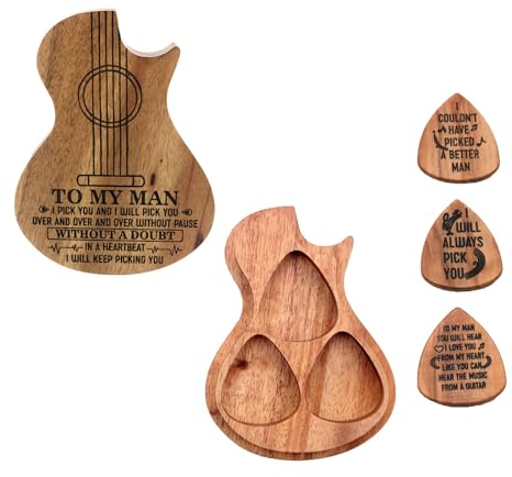 Guitar Picks, 3 Pack Holz Plektrum, Gitarre Plektrum personalisierte (Box*1 Gitarrenplektren*3),C