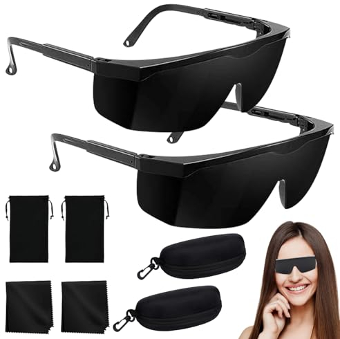 cailiya 2 Stück Laser-Augenschutz Brille,Laserschutzbrille mit Brillenputztuch und Brillenetui,Laser Schutzbrille,für Männer Frauen für Schönheit Laser-Kosmetik und Rotlichttherapie