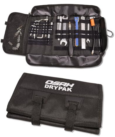 Greanthour Greantour Motorrad Werkzeug Pack,，Werkzeug Organizer，Mit Mehreren elastischen Ringen und Innentaschen,Offroad Fahrrad Harley UTV Motorrad Zubehör (Werkzeuge Nicht enthalten) - Schwarz