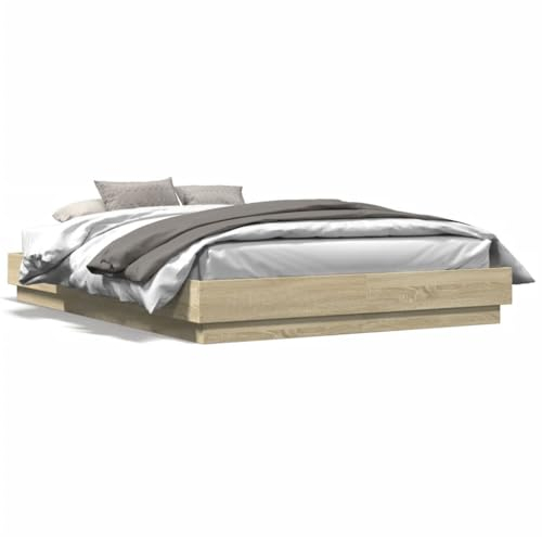 Kangmusi Bettgestell Sonoma-Eiche 160x200 cm Holzwerkstoff, kangmusi3209844