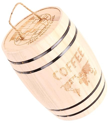 Mikinona Holzfass Stiftbehälter Schreibtisch Organizer Mit Deckel Holzornament Für Stifte Kaffee Tee Und Kleine Gegenstände Dekoration Für Büro Und Zuhause