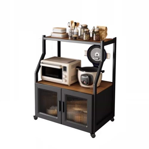 Küchenschrank mit Arbeitsplatte 50cm Breit Buffetschrank Küche Schmal, Bäckerregal für Küchen mit Stauraum Küchenregal, Standregal für Küche Mikrowellen-Regal(60cm)