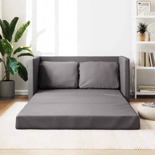 JUDYY Bodensofa mit Grau 112x174x55 cm Kunstleder, Loungesofa, Sofas & Couches, Relaxsofa, Couch für Wohnzimmer - 353975