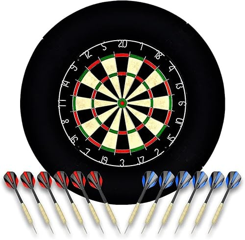Sisal/Borsten-Dartscheibe mit Stapelfreiem Bullseye, 18 g Stahlspitzen-Dartset, Dartscheiben-Montagesätze inklusiv