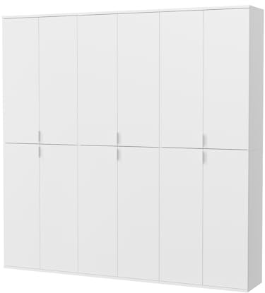 Inn.Furn Garderobe weiß Hochglanz Mehrzweckschrank Kleiderschrank Schrank Flur Diele Schlafzimmer 183 x 193 cm SystemX