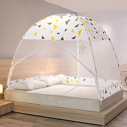 GLMGBP Betthimmel, Pop-Up-Moskitonetz für Schlafzimmer, Polyestervorhänge, faltbar, Anti-Moskito, universelles Campingzelt, einfach aufzubauendes Bett, Dreieck, für 1,2 m Bett