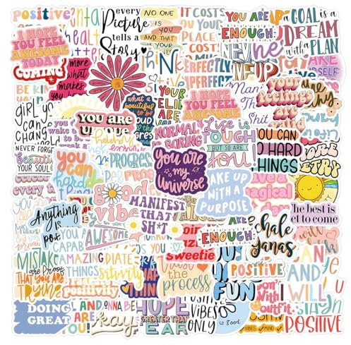 100PCS Stickers for Inspirational,Motivational Stickers,Teens Boys and Girls Sticker Pack Vinyl Skateboard Guitar Door Laptop Luggage Car Bike Water Bottle Birthday Party Supplies Stickers