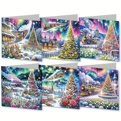 6 Weihnachtskarten mit Umschlägen, Grußkartenherstellung, Weihnachtsgeburtssets für Erwachsene, zum Basteln