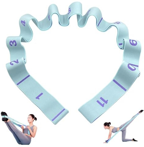 Yogagurt,Yoga Band,Gymnastik Dehnungsband,Stretching Band Mit 11 Ring,Beinstretcher Elastikband,Fitnessband Mit Schlaufen,Fitness Dehnbänder,für Pilates Resistance Schulterretter,Lange 125cm Blaulila