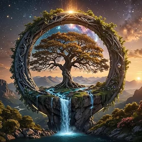 Diamond Painting Baum des Lebens,5D Quelle des Lebens Diamant Painting Bilder,Baum Quelle des LebensDiamond Painting Set, DIY Personalisiert Basteln Bilder Dekorationen für Home Wand Décor(30x30cm)