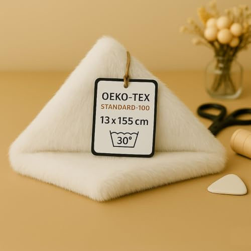 StoffBook weiß kunstfell Band, Fellborte, Fellreste zum Basteln, Teddyplüsch, Stoff Nähen & Kleben für Bastelprojekte, Plüschstoff, Fellstreifen, Fellbordüre, Teddystoff, Plüschband, d105