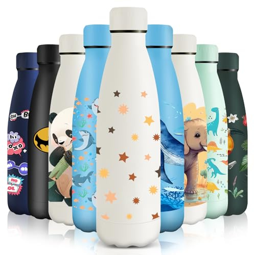 HoneyHolly Botella Agua Acero Inoxidable, Sin BPA 500ML, Botella Agua Niños, Acero Inoxidable 18/8, Botella Termica, A Prueba de Fugas Reutilizable, Termo para Camping, Gimnasio, Escuela, Deportes.