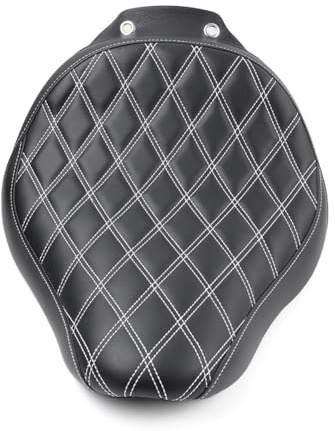 FSFYUK Motorbike Driver Solo Motorcycle Seat Butt Bucket Pad Saddle Bracket Cushion 1pc for FLSTF Fat Boy 07-17 Leather Black and White Line