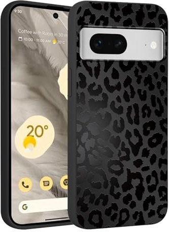 Saqmkil Fodral för Google Pixel 7 5G, Leopardmönster Aesthetic Fodral för Flickor Kvinnor, Tunn Mjuk Silikon TPU Stöttålig Reptålig Stötsäker Skyddshölje för Pixel 7 6,3 tum, Svart 1