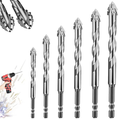 Qaestuan Set di Punte da Trapano Eccentriche, 4/5/6/8/10/12mm Trapano Eccentrico a Spirale, Seghettate a Quattro Taglienti ad Alta Resistenza, per Piastrelle di Ceramica, Vetro, Marmo