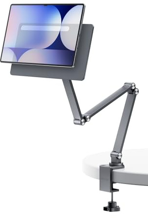 LULULOOK Supporto magnetico per Samsung Galaxy Tab S10 Ultra/S9/S8 Ultra 14.6,Supporto alluminio per impieghi gravosi con braccio pieghevole e base a morsetto girevole a 360 gradi
