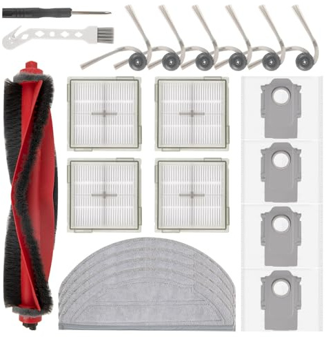 Feilifan 21 PCS Accessories Kit for roborock Q10 S5+ Robot Vacuum Cleaner | Replacement Parts Main Brush, Side Brush, Filter, Mop Cloths, Dust Bags, Fit for Q10 S5+/ Q10 S5 Robot Vacuum Cleaner