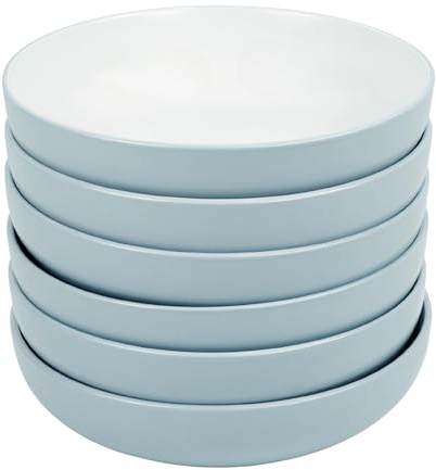 DIVCHI Dinner Bowl Set Lightweight & Stylish Tableware Bowls for Serving Cereal Soup Pasta Salads & Snacks -Dishwasher & Microwave Safe (Blue White)